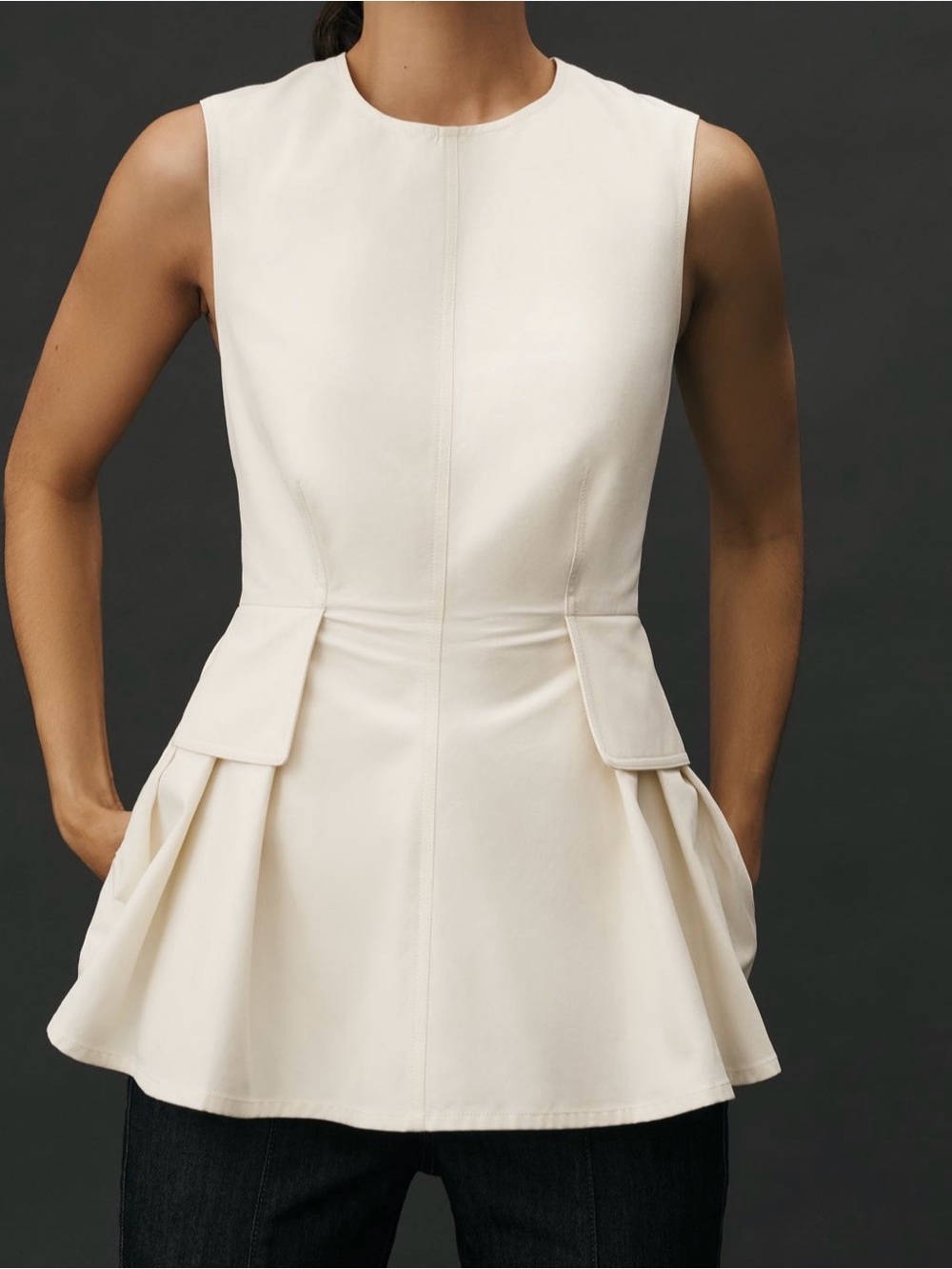 Mare Mare Anthropologie Sleeveless Peplum Top in Ivory